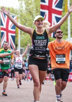 Picture of Emma Taylor finishing the london marathon
