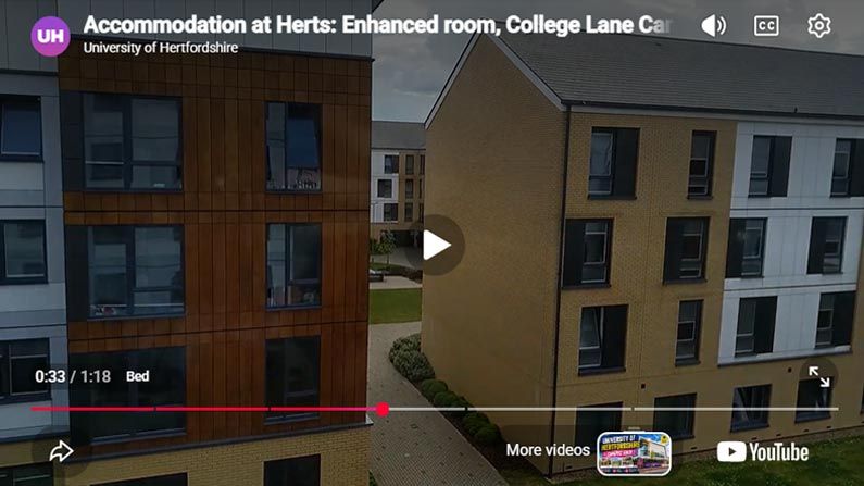 Play Video - Accommodation at Herts: Enhanced room, College Lane Campus